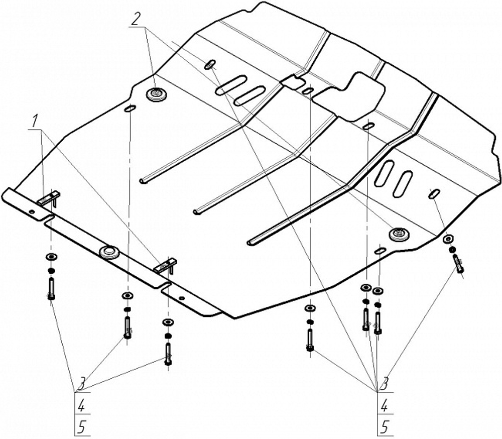 Усиленная защита Motodor картера Двигателя, КПП. 2 мм, Сталь. для Hyundai Santa Fe II 2006-2009, Hyundai Santa Fe II 2011-2012, Hyundai Santa Fe II 2009-2011 арт.00917