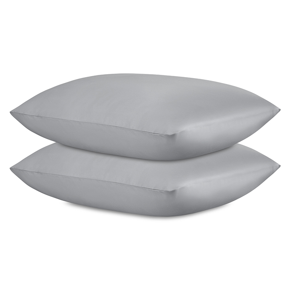 Набор наволочек из премиального сатина светло-серого цвета из коллекции essential, 70х70 см