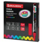 Маркер меловой "POP-ART" КРАСНЫЙ, 3,5 мм, сухостираемый, для гладких поверхностей, BRAUBERG, 151521