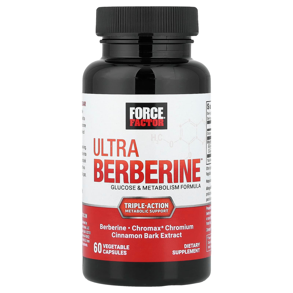 Force Factor, Ultra Berberine™, средство для поддержки уровня глюкозы и метаболизма, 60 растительных капсул