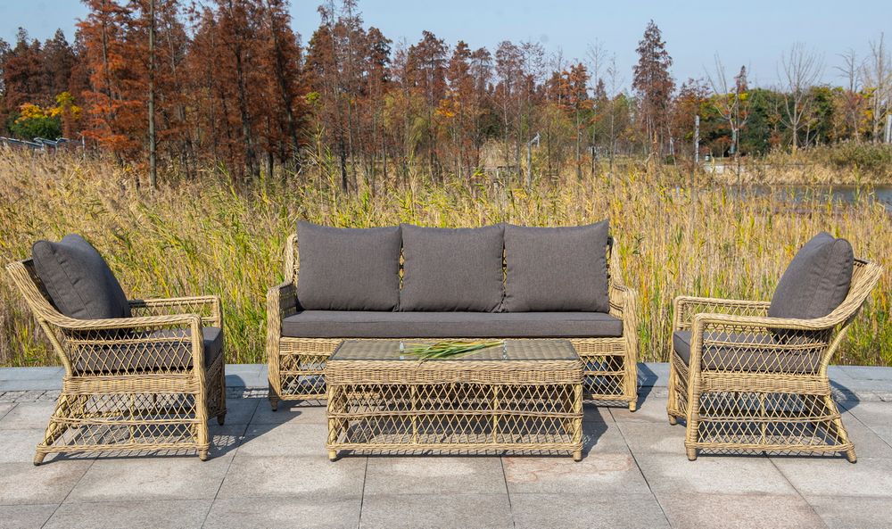 "Гранд Латте" стол журнальный из искусственного ротанга, цвет соломенный