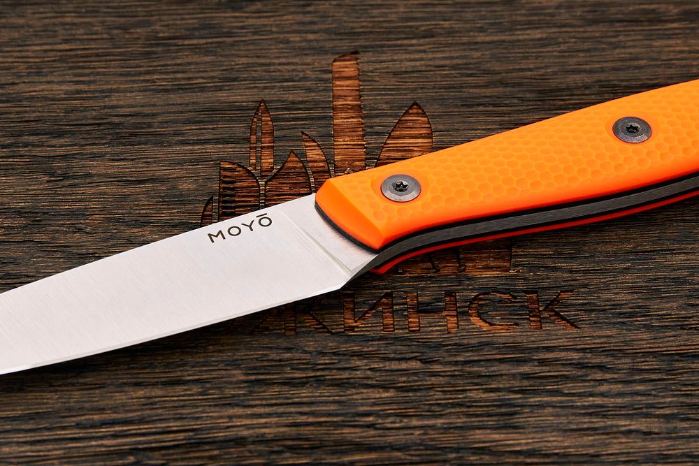 Нож кухонный MOYO Аппарель овощной 100мм, сталь AR-RPM9, рукоять G10-extra оранжевый