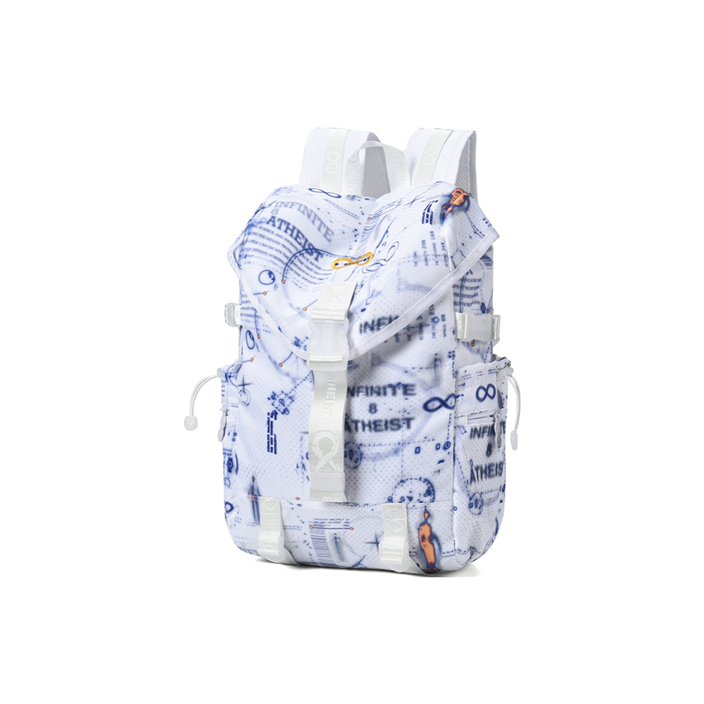8atheist Polyester Backpack Regular Unisex Blue Pattern White Base