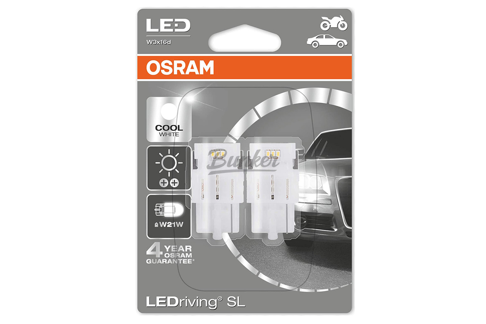 Комплект ламп W21W 12V 1,4W W3X16D LEDRIVING standard/W21W/6000K /холодный белый 2шт.(1к-т)