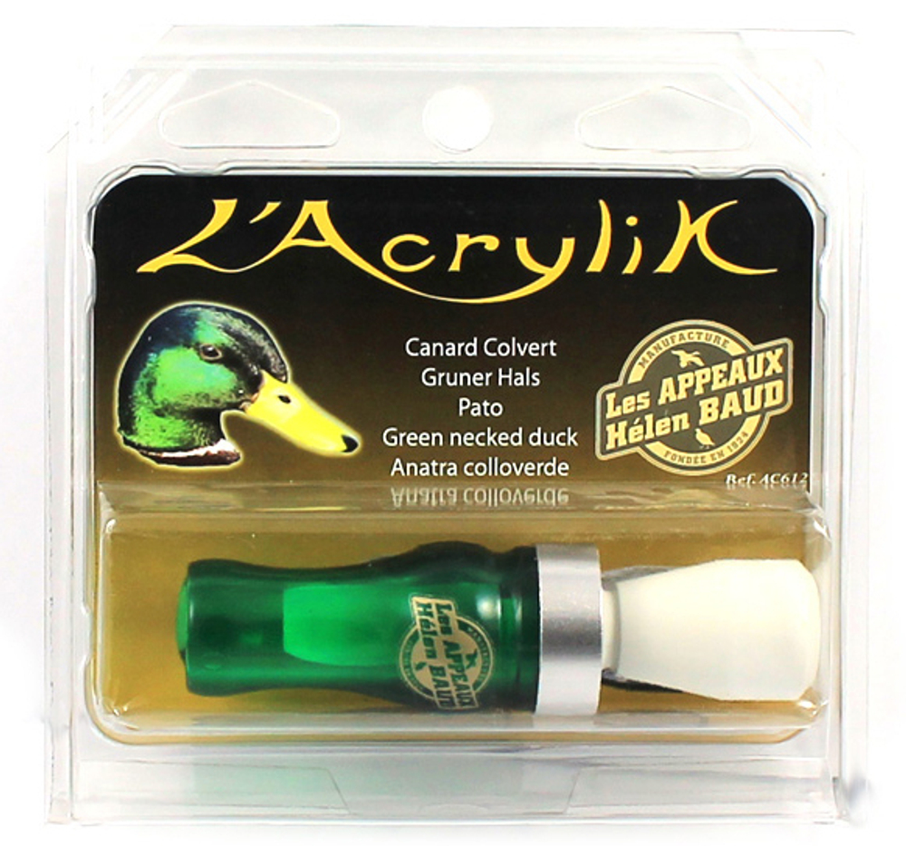 Манок Helen BAUD на утку акриловый 2-х язычковый, зелёный