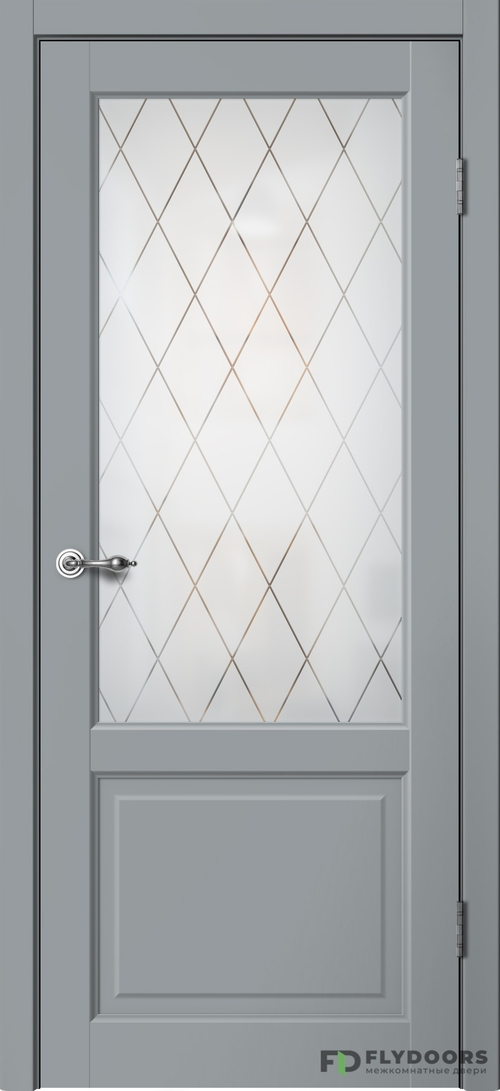 Межкомнатная дверь Classic C02 ПО (Английская решётка) Серый эмалит