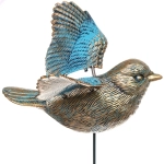 Фигура на спице «Изящная птица» 60 см, Золото с голубым переливом