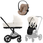 Коляска Cybex Priam IV Matt Black complete Cloud G Almond Beige Plus Base G 4 в 1 Off White