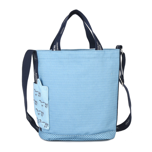 Сумка тоут с кошкой MATILDAsan, через плечо, нежно-голубая, 25-8028-2, KUSUGURU