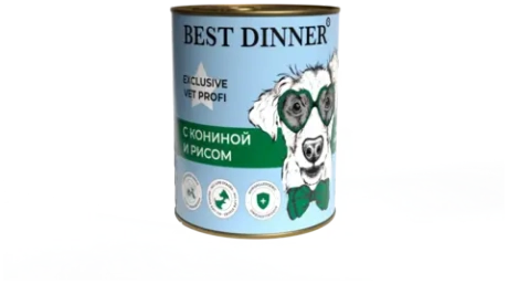BEST DINNER (Бест Динер) Exclusive Vet Profi Консервы для собак для профилактики пищевой аллергии Hypoallergenic, С кониной и рисом, 340 г