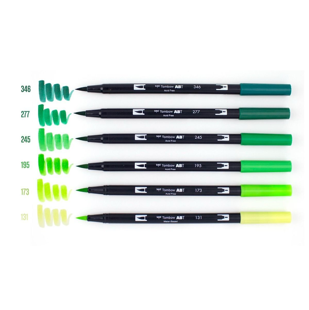 Набор Tombow ABT Brush 6 Green Blendables - 173 Willow Green, 131 Lemon Lime.