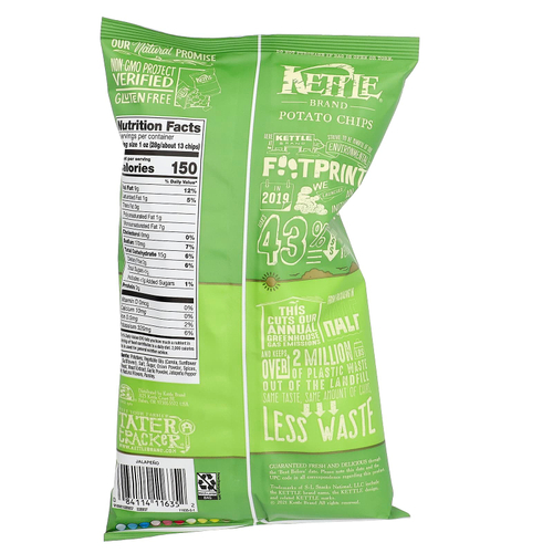 Kettle Foods, картофельные чипсы, халапеньо, 141 г (5 унций)