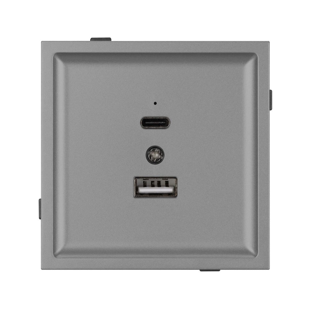 Механизм USB розетки SCT-TENDO-MUAC-PL-GR (5V, 3A, QC3) (Arlight, Графитовый) 054096