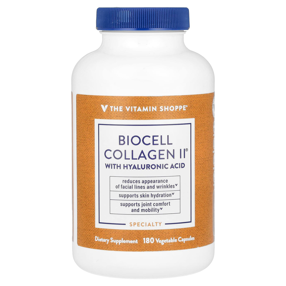 The Vitamin Shoppe, BioCell Collagen II с гиалуроновой кислотой, 180 растительных капсул