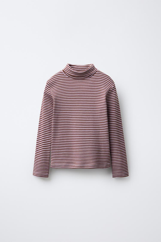 ZARA ФУТБОЛКА С ВЫСОКИМ ВОРОТНИКОМ, РОЗОВЫЙ