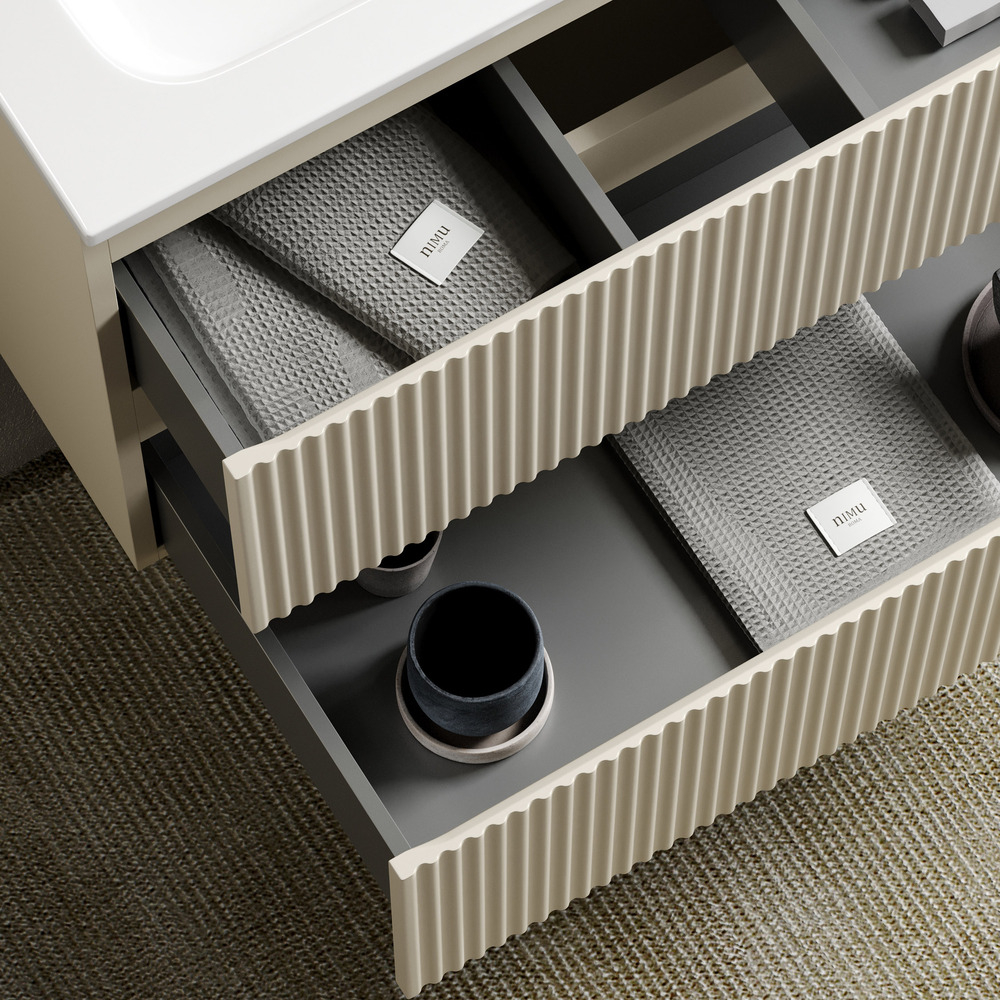 Тумба подвесная Sancos Snob R, Beige Soft 995х445х500, под столешницу без отверстия под смеситель, цвет Kreman