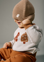 6092-122 Шапка вязаная с отворотом (теплый беж)