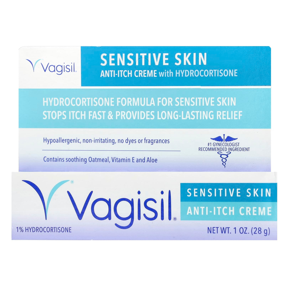 Vagisil, Крем против зуда с гидрокортизоном, для чувствительной кожи, 28 г (1 унция)
