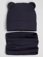 Шапка детская осенняя с ушками и снуд