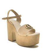 Кожаные босоножки на каблуке clody Guess - бежевый(FLJCLO SUE04)