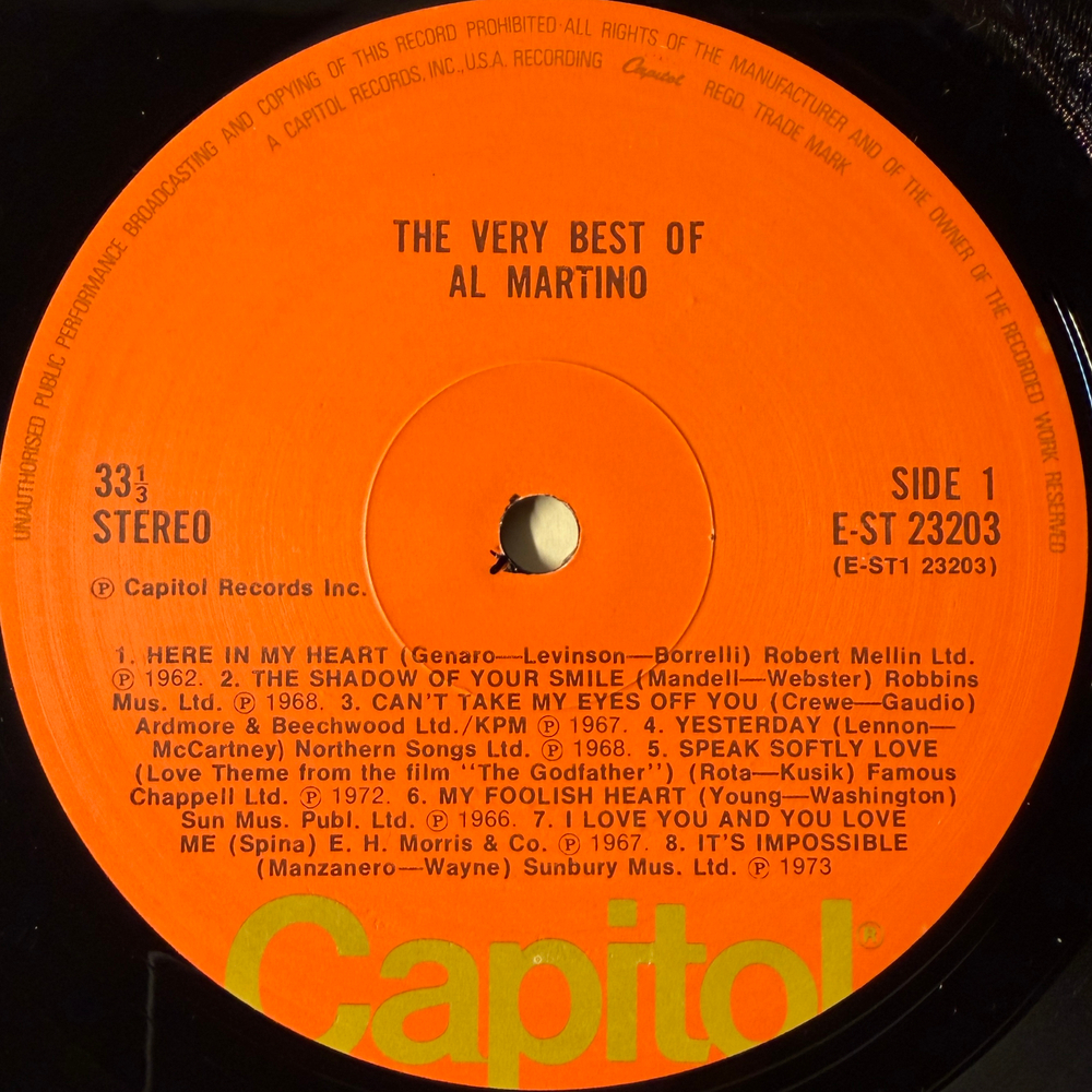 Al Martino ‎– The Very Best Of (Англия) Promo