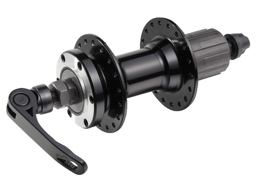 Втулка SF задн., алюмин., под диск 6 болтов, под кассету 8/10ск., на эксцентрике, 36 отверстий, ось 3/8''х135x145мм, на промподшип., черн.