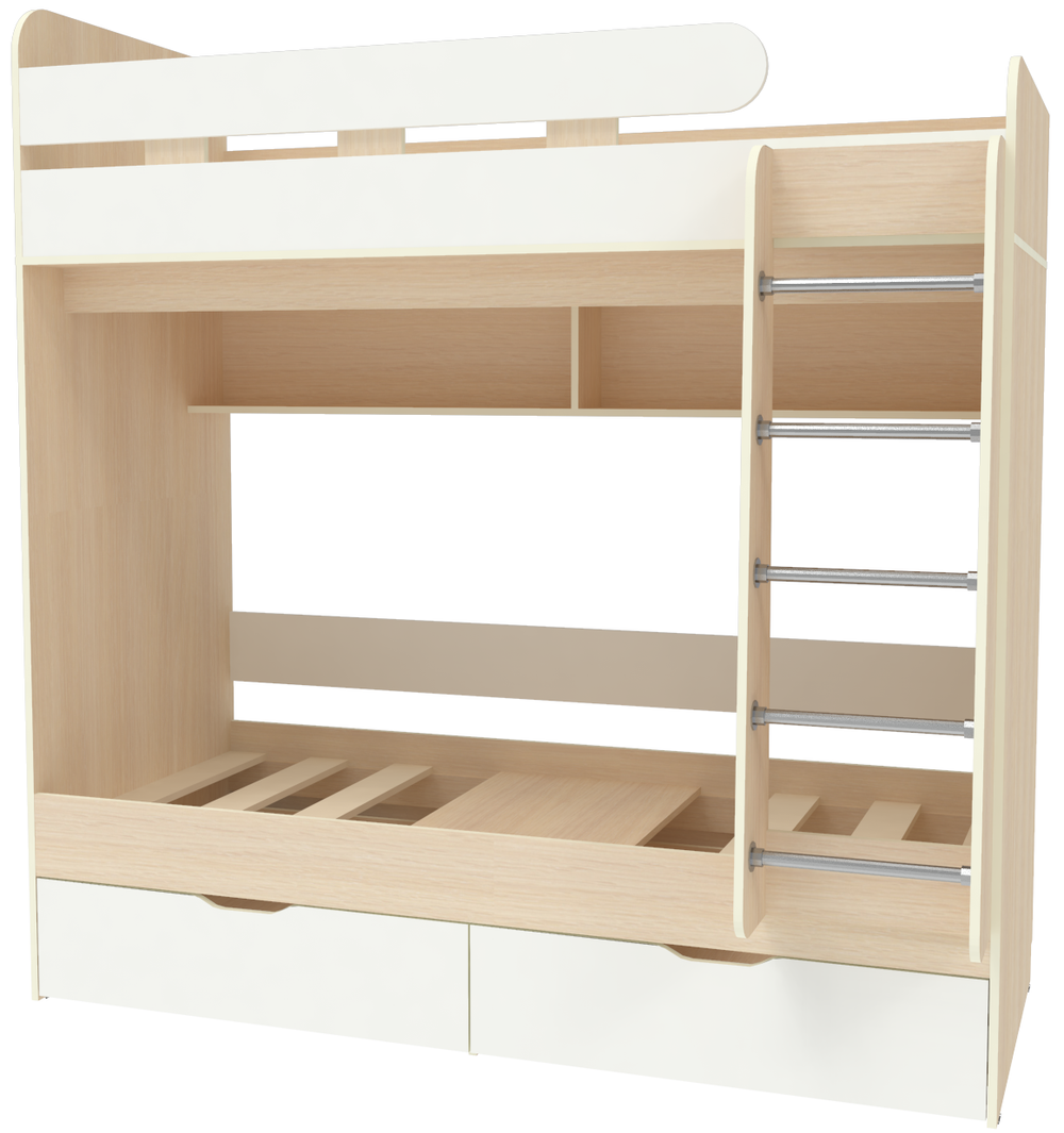 Двухъярусная кровать КарИВи Юниор 5 80x160  Дуб Молочный Белый