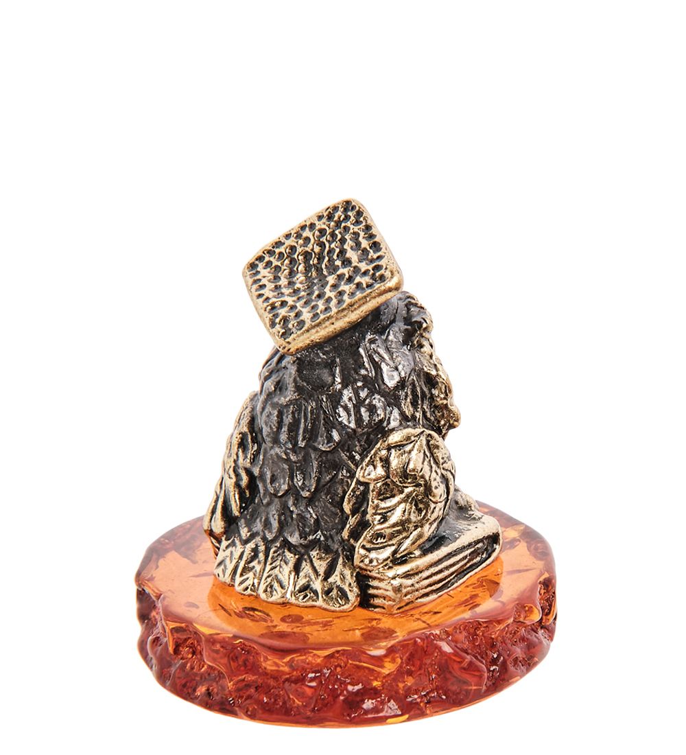 Народные промыслы AM-3250 Фигурка «Сова Ученица» (латунь, янтарь)