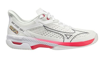 Женские Кроссовки теннисные Mizuno Wave Exceed Tour 5 CC - белый, красный, серый