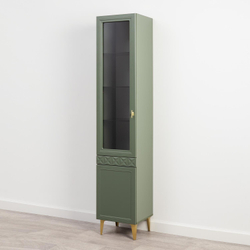 Марион шкаф-витрина 16.397.01 Дымчатый зеленый / Олива шагрень