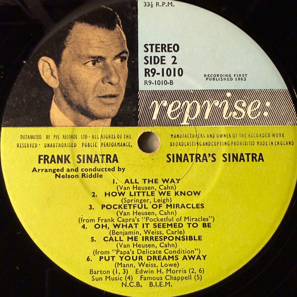 Frank Sinatra ‎– Sinatra's Sinatra : A Collection Of Frank's Favorites (Англия 1963г.)