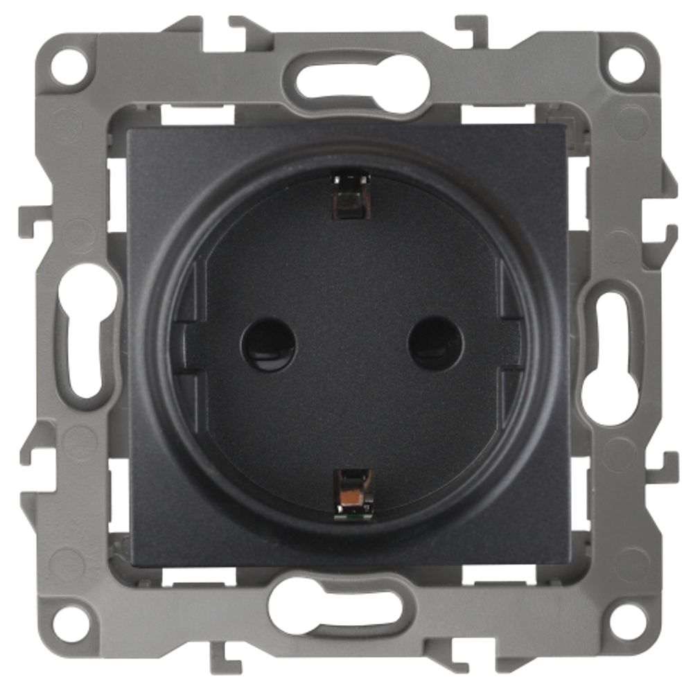12-2101-05 ЭРА Розетка 2P+E Schuko, 16A-250В, IP20, Эра12, антрацит | Эра 12 Антрацит
