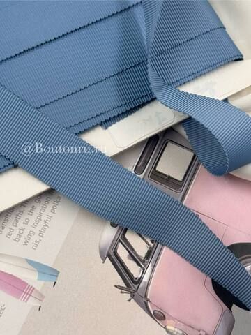 Репсовая лента темно-голубая 2,5 см