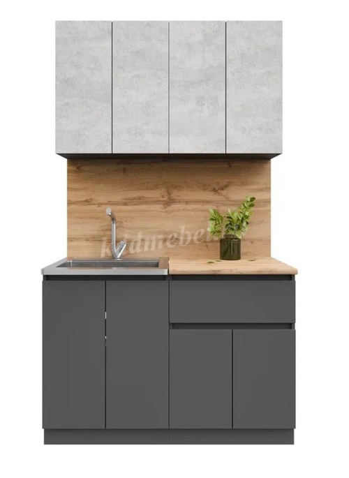 Кухня Лето 1,2 (Графит/Цемент светлый)