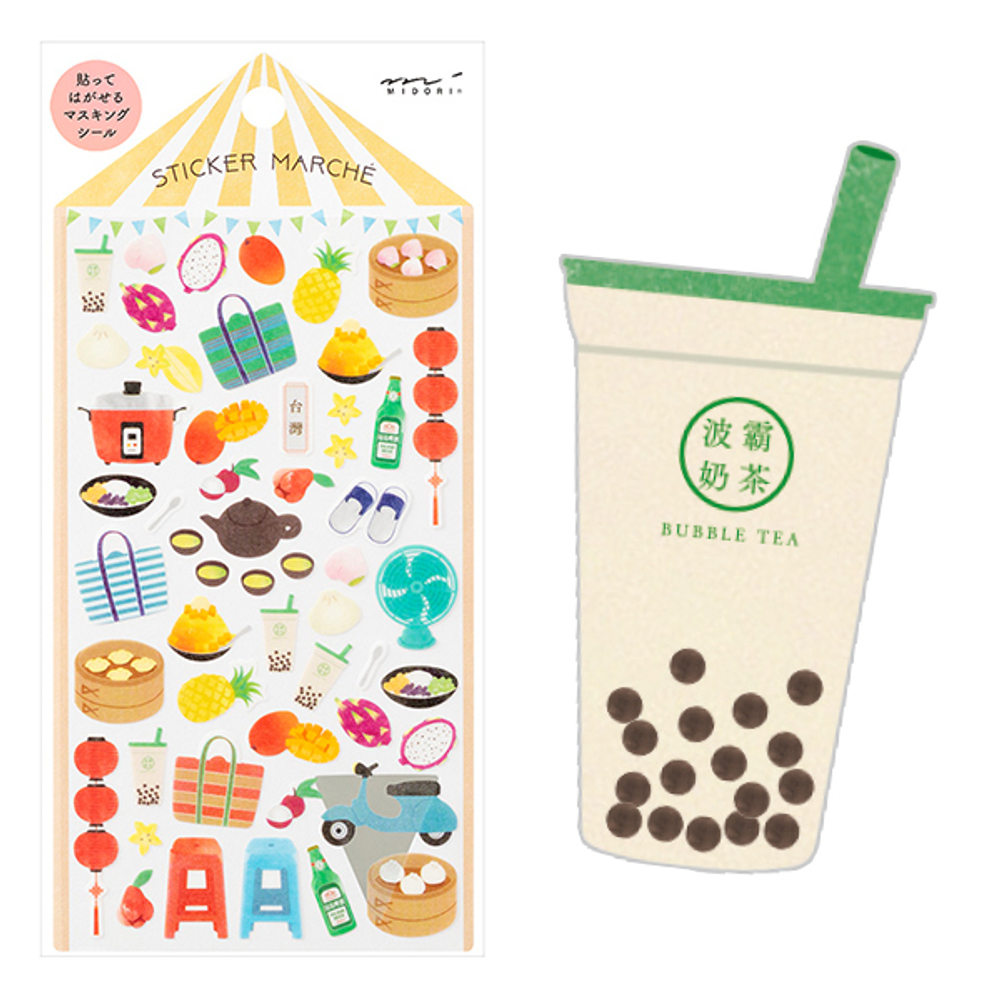 Стикеры Midori Sticker Marché - Taiwan-gara