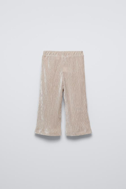 ZARA БАРХАТНЫЕ БРЮКИ-КЮЛОТЫ, ЭКРЮ