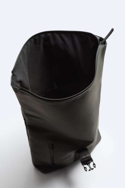 ZARA ПРОРЕЗИНЕННЫЙ РЮКЗАК С КЛАПАНОМ, СЕРЫЙ