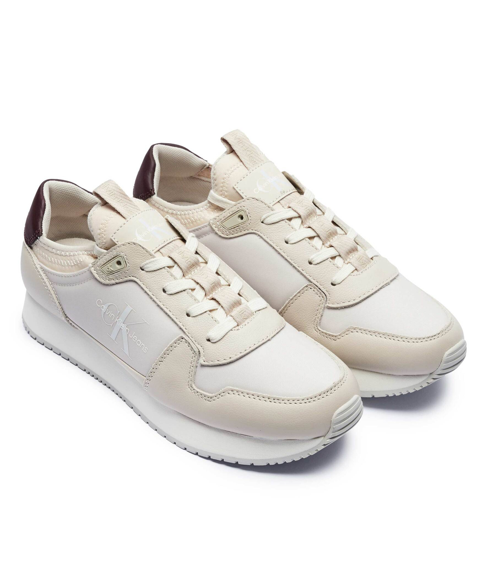Кожаные кроссовки retro runner CALVIN KLEIN JEANS - бежевый(YM0YM01118)