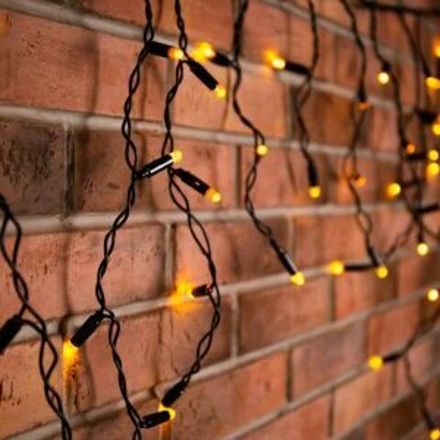 Гирлянда Айсикл (бахрома) светодиодный, 2,4 х 0,6 м, черный провод, 230 В, диоды ТЕПЛЫЙ БЕЛЫЙ, 88 LE