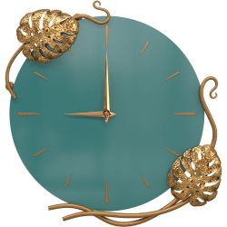 Часы настенные Monstera Deliciosa (Монстера) Колор Пастельно-синий Амбер