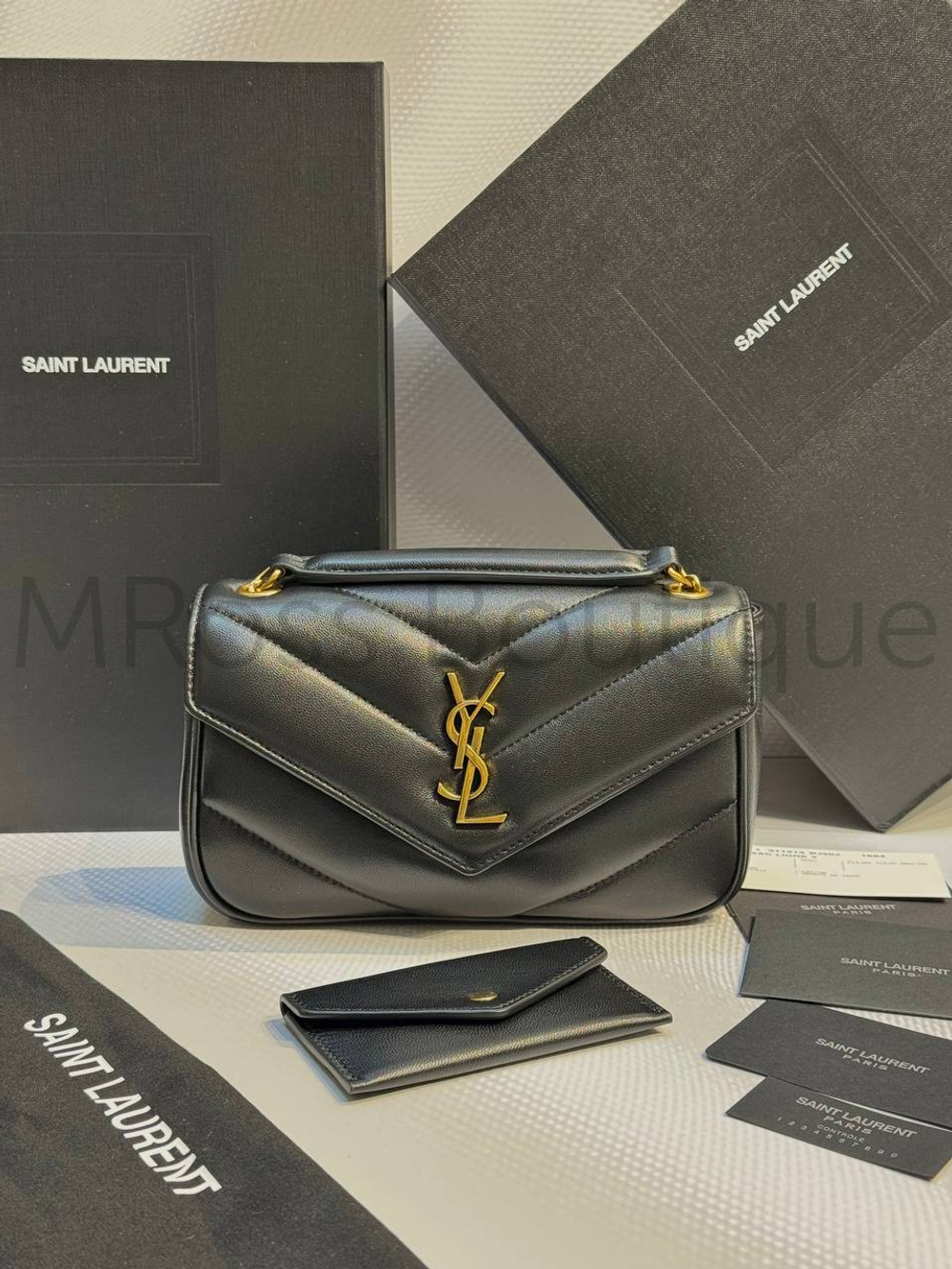 Женская сумка Yves Saint Laurent Small Loulou Matelasse черного цвета маленькая