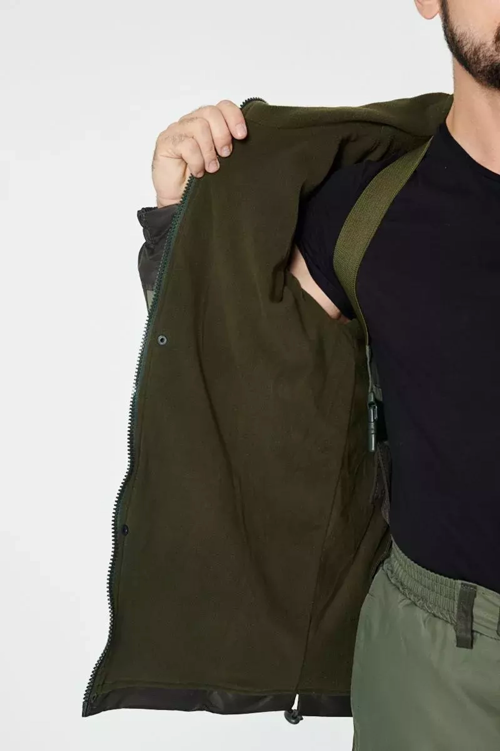 Демисезонный мужской костюм Onerus Горный -5 (Таслан,Флис) Тёмный хаки