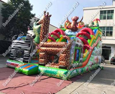 Коммерческий надувной батут "Большой зверинец" 9*5,5*7,7 м
