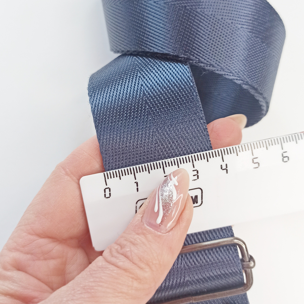 Гитарный ремень однотонный 4см Синий