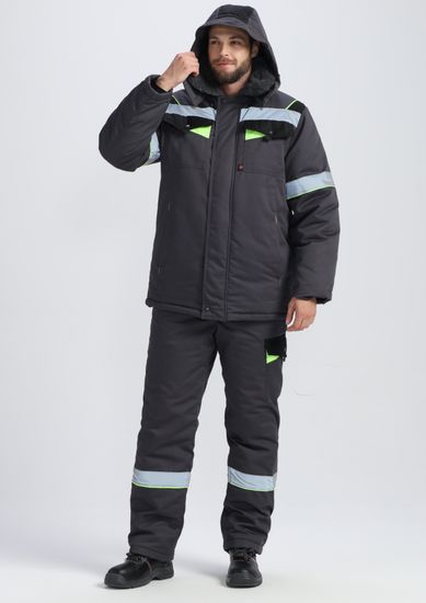 Костюм зимний "Ховард" полукомбинезон (т.серый/черный/лимон)