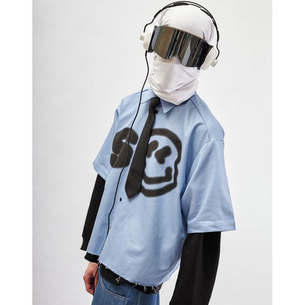 Рубашка Smile укороченная голубая - фото 5