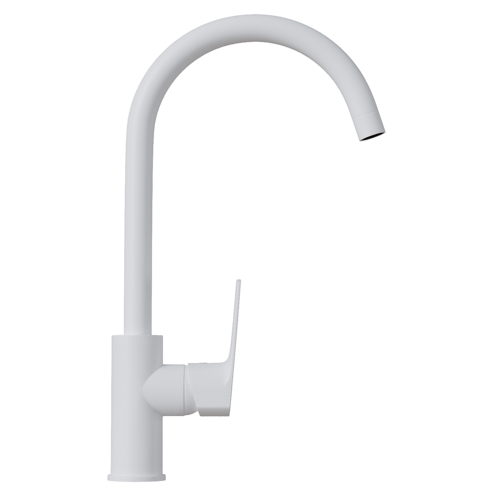 Смеситель для кухни 35k MIXLINE ML15-031W высокий излив б/отв боковая п/гайку (без подводки) БЕЛЫЙ