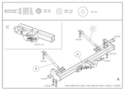 Фаркоп оцинкованный Galia N048A для Nissan Primastar 2002-2014, Opel Vivaro 2002-2014, Renault Trafic 2002-2014(паспорт и сертификат в комплекте)(без электрики)