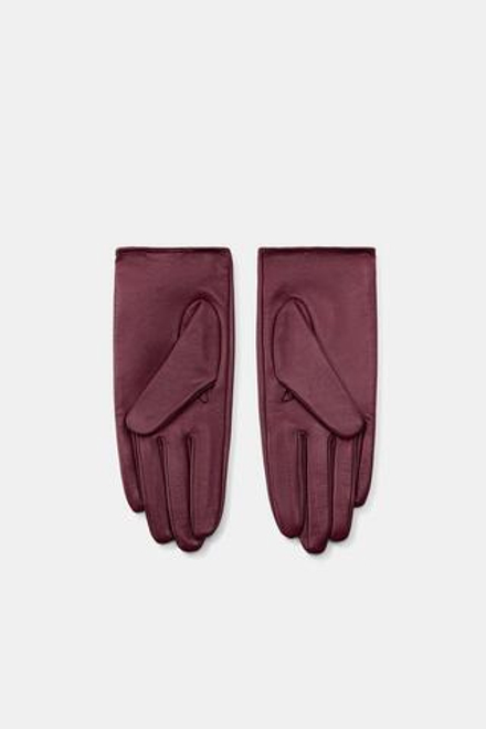 ZARA КОЖАНЫЕ ПЕРЧАТКИ «ПАУК», БОРДОВЫЙ