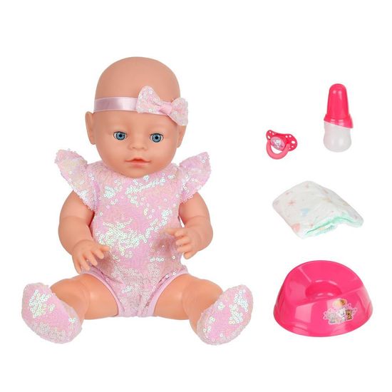 Пупс озвуч 40см, пьет, писает, закр. глазки, 4акс, 50 звуков КАРАПУЗ